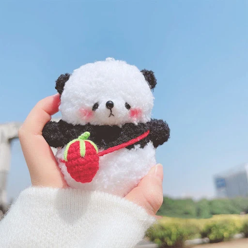 Title 4, Plush Knitted Cute Furry Strawberry Panda Wirel...