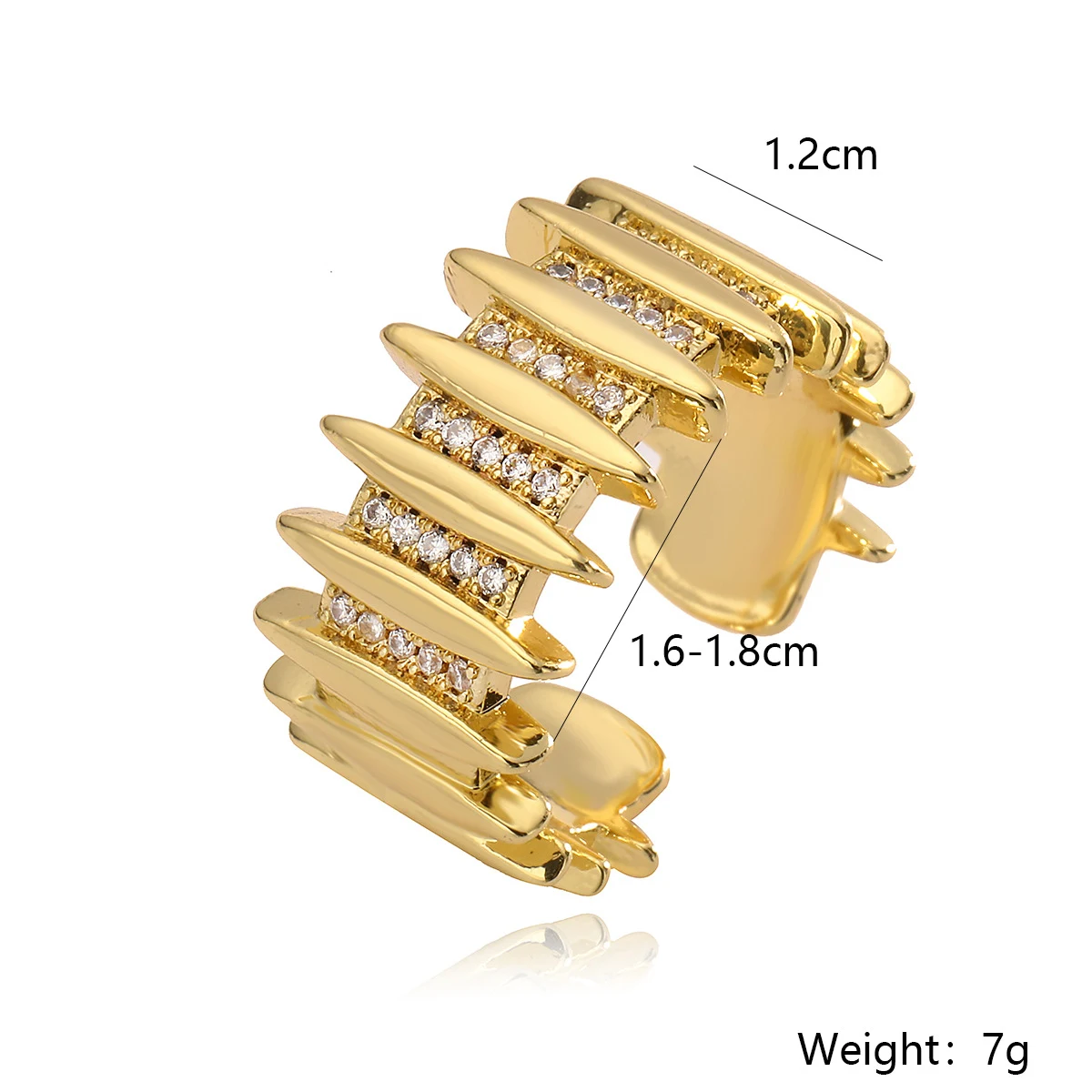 Anel de zircônia com banho de cobre e ouro 18K, design aberto e personalidade simples, ideal para realçar sua beleza com sofisticação. — foto 6