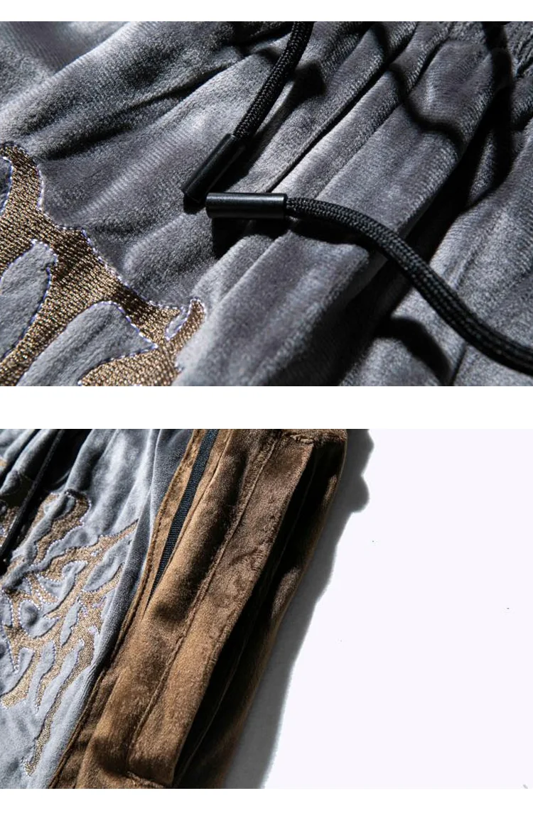 Title 21, Mens Street Hip-Hop Shorts, Thin Velvet Embroi...