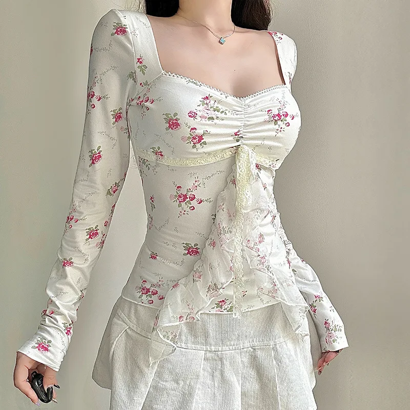 Title 17, Lace Lace-up Slimming Girl Blouse Short – Slim ...