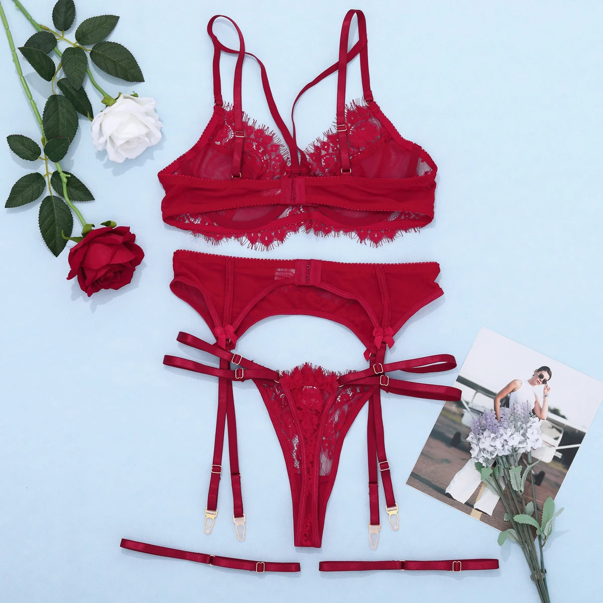 Title 13, Conjunto de sujetador para mujer con encaje lig...