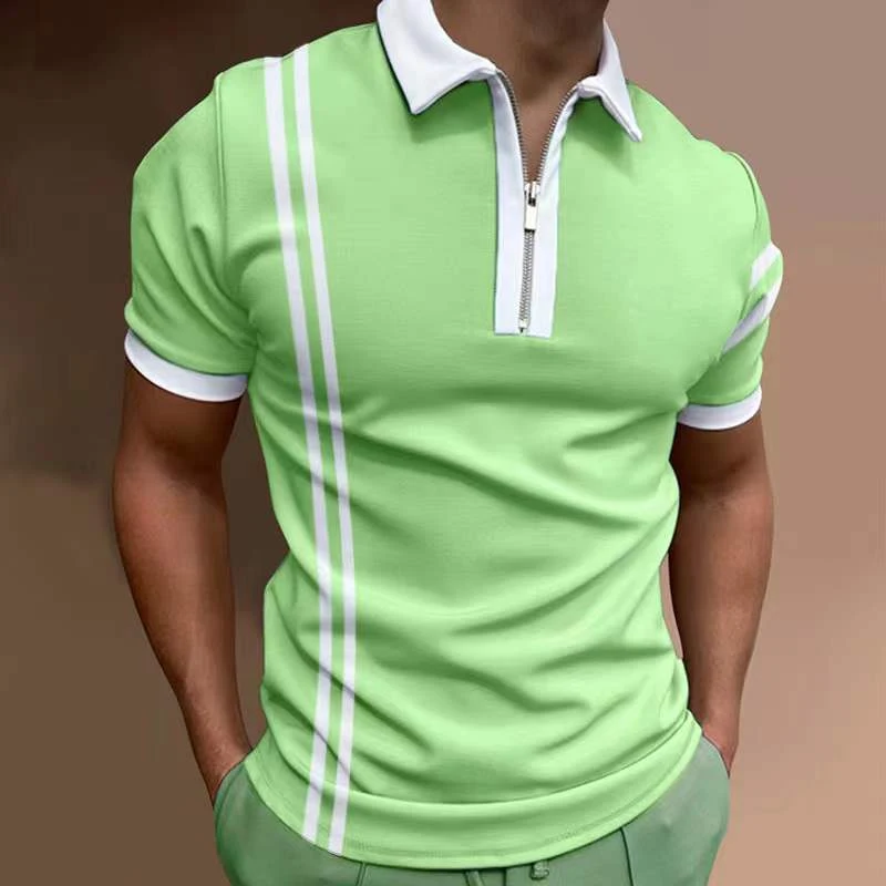 Title 3, Camisa polo masculina casual com estampa digita...