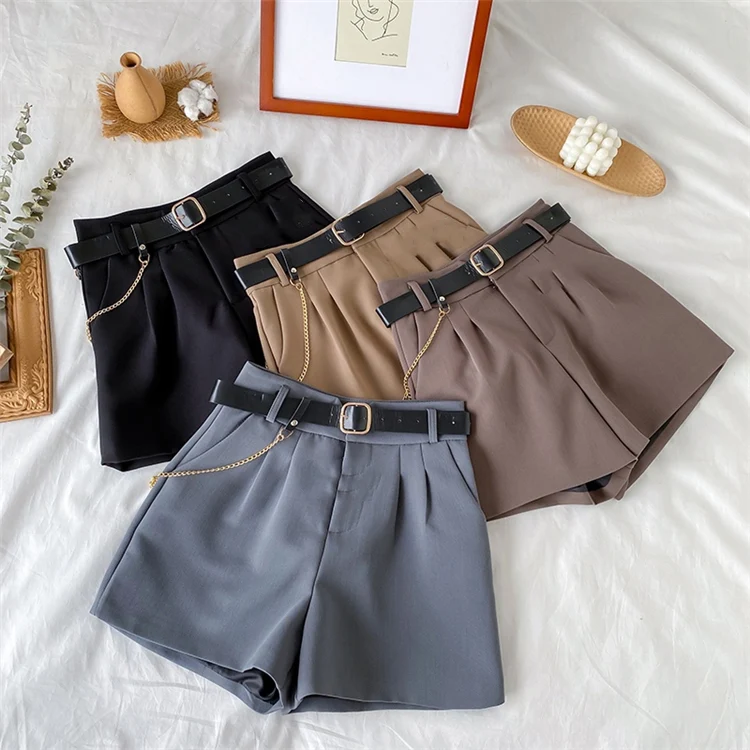 Title 4, Shorts casuais femininos de pernas largas em co...