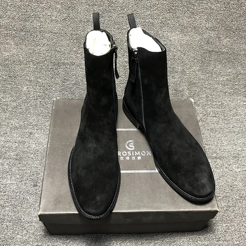 Title 5, Botas masculinas cinza claro britânicas com zíp...