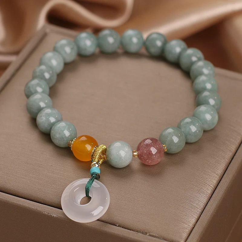 Pulseira com fivela de paz de cristal jade da Birmânia. Promove harmonia e serenidade. Elegância natural, ideal para meditação e bem-estar. — foto 9