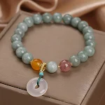 Pulseira com fivela de paz de cristal jade da Birmânia. Promove harmonia e serenidade. Elegância natural, ideal para meditação e bem-estar. — foto 9