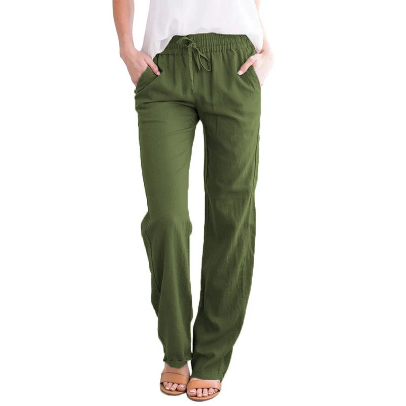 Cotton and Linen Drawstring Loose Casual Wide-Leg Trousers. Comfortable, breathable, and perfect for everyday wear. A re — photo 2