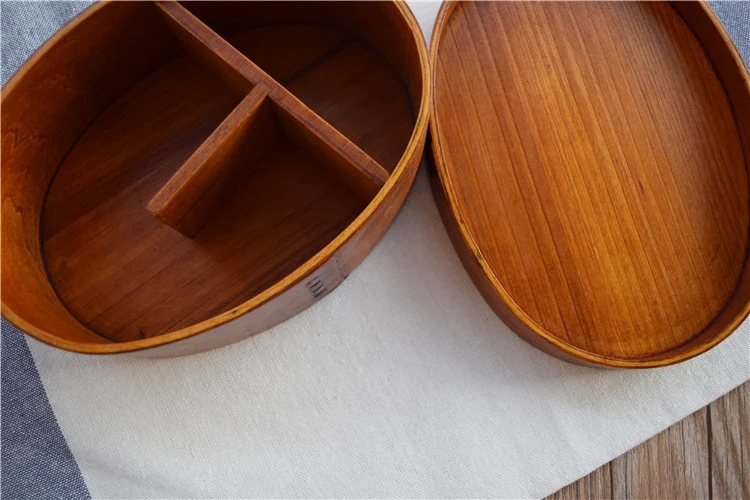 Oval brown wooden sushi lunch box, creative wooden tableware. Perfect for elegant lunches, easy to carry and enjoy sushi — photo 1