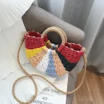Bolso de paja tailandés bolso tejido bolso de cesta de vegetales colorido playa de viaje de viaje mareado — foto 2