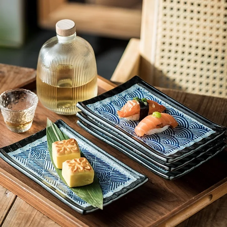 Title 7, Retro Rectangular Japanese Style Sushi Sashimi ...