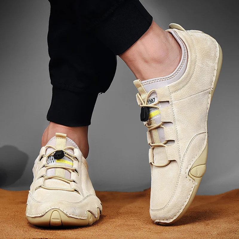 Nowe Męskie Buty do Jazdy, Skórzane, Styl Koreański, Buty Groszkowe, Casual, Niski Krój. Wygoda i Styl na Co Dzień — zdjęcie 3