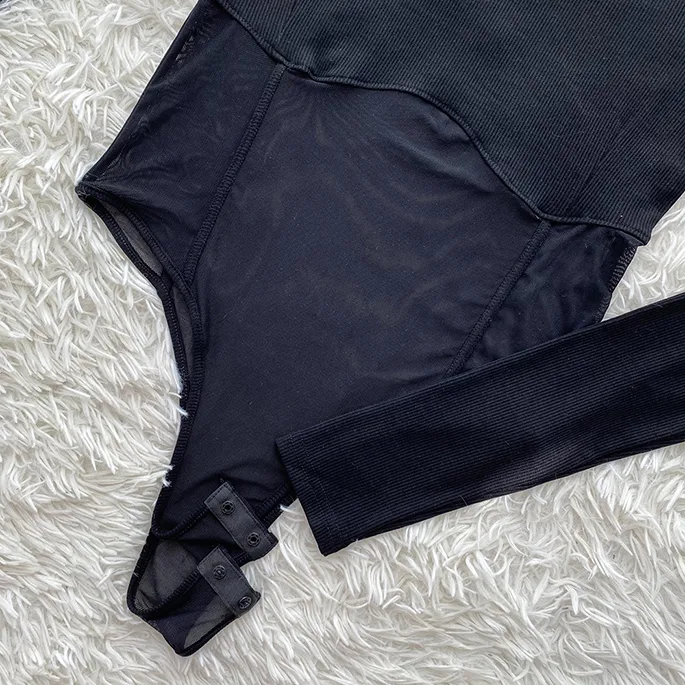 Title 4, Super Love Black Sexy Mesh Long-sleeved Bodysuit