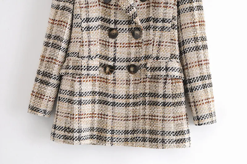 Title 4, New Plaid Texture Double-Breasted Casual Blazer