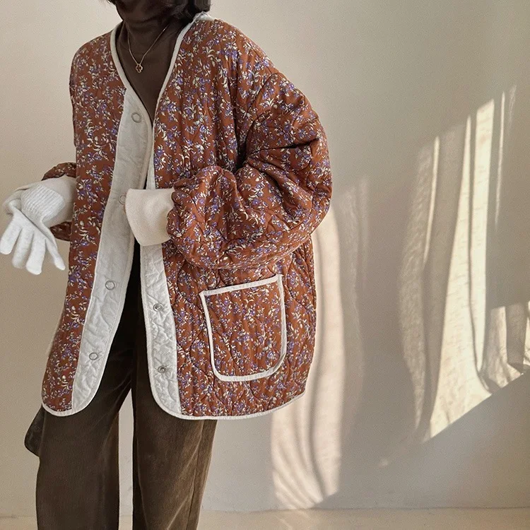 New Lightweight Vintage Gourd Pattern Floral Cotton-padded Jacket, French Court style, offering both warmth and elegant — photo 13