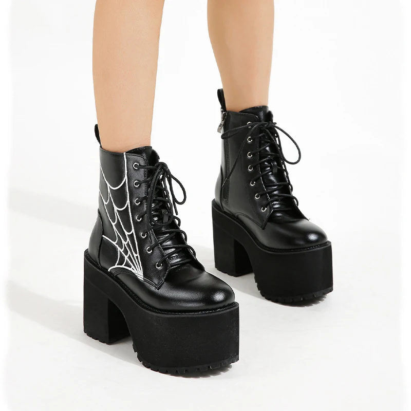 Women's Chunky Heel Waterproof Platform Round Toe High Heel Boots Large Size Shoes. Comfortable, stylish, and ready for — photo 7
