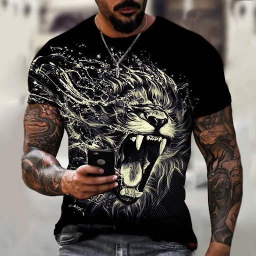 Title 3, Animal Beast Lion Summer Mens T-Shirt. Comfort...