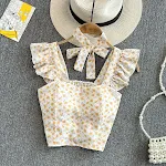 Western-style Girls Slim Sleeveless Square Neck Floral Top Women — photo 5