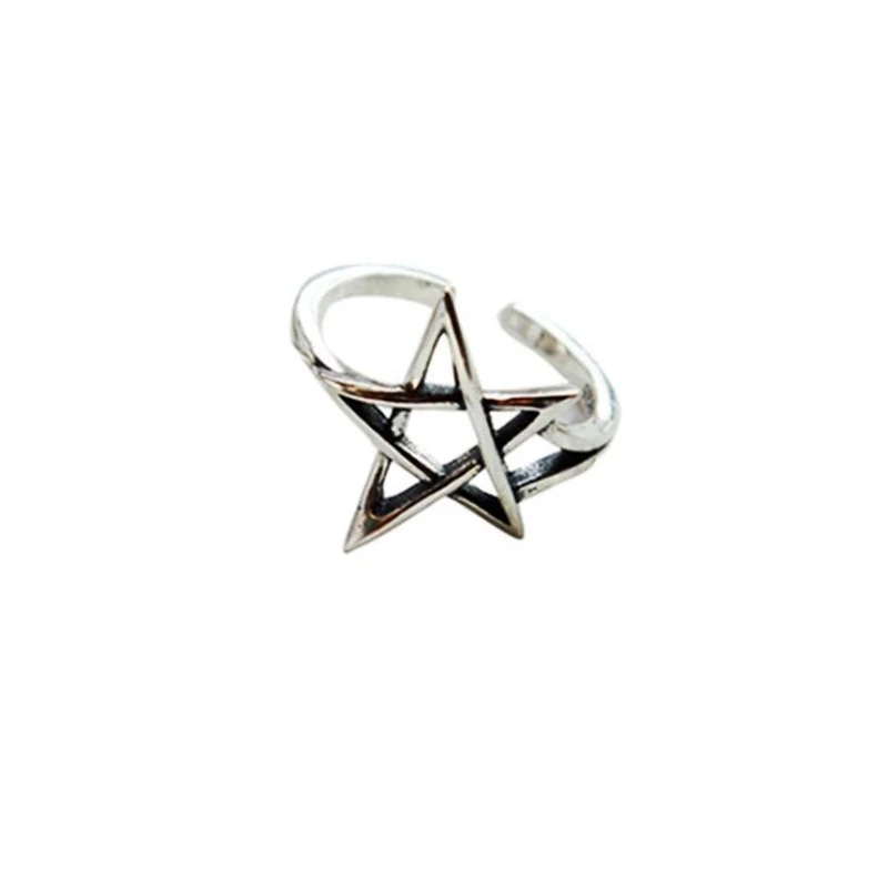 Title 5, Anello in argento con stella cava retrò a cinqu...
