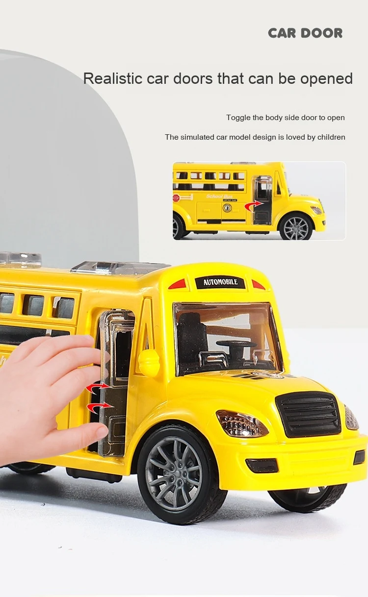 Carrinho de brinquedo modelo ônibus escolar Guerreiro Inércia para meninos. Estimula a imaginação, fácil de brincar e seguro para crianças. — foto 6