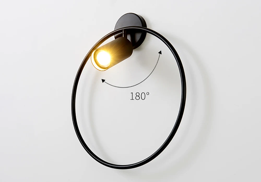 Title 1, Nordic Minimalist Ring Wall Lamp for Bedroom, H...