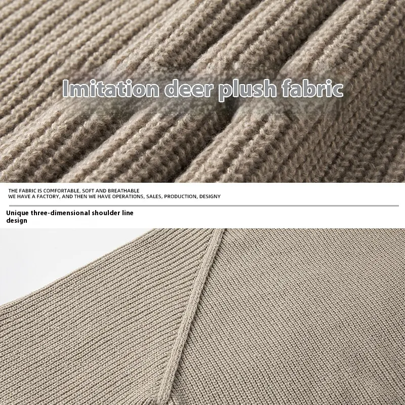 Textured thick needle sweater with a three-dimensional shoulder line design and round neck. Warm, stylish, and comfortab — photo 8