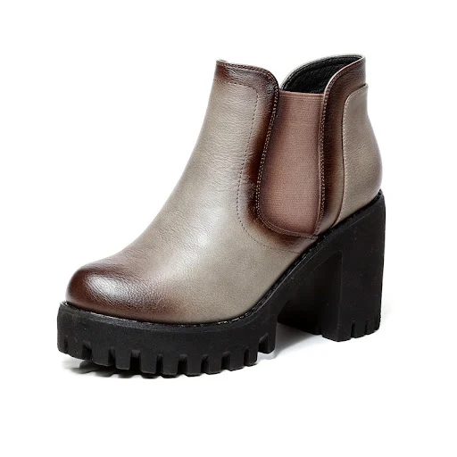 Title 1, British All-match Leather Shoes Thick Heel Wome...