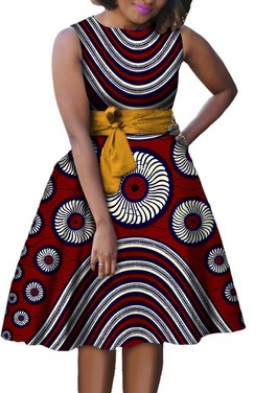 Title 12, Vestido de algodão com estampa batik, saia, per...