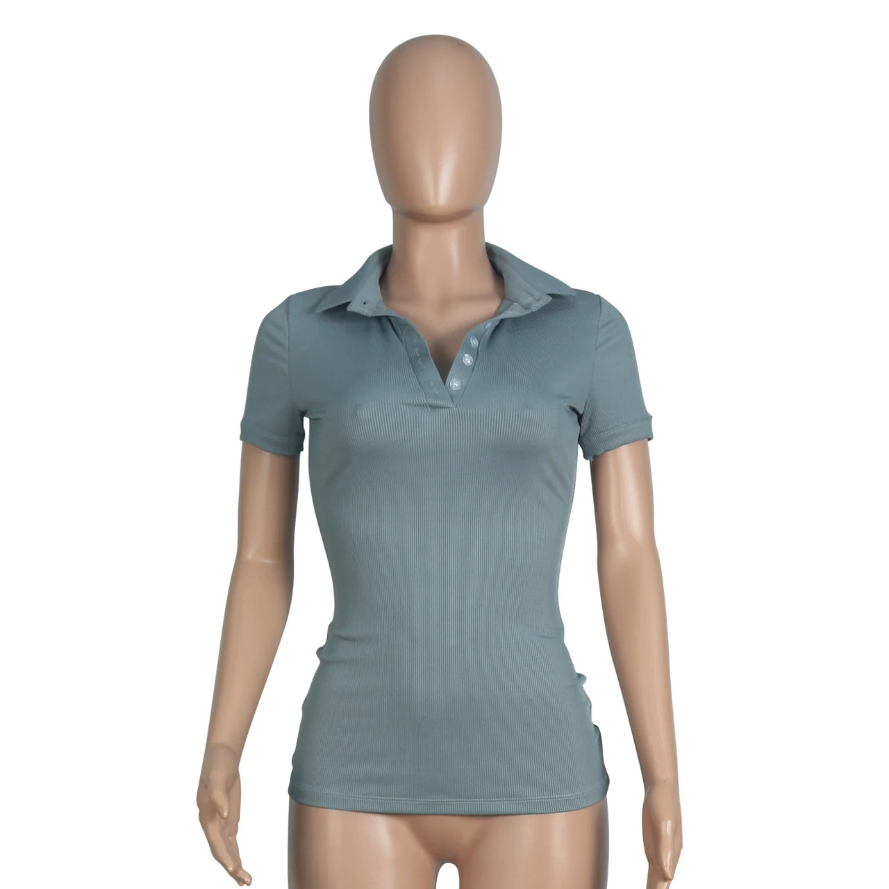 Title 8, Womens solid color button polo shirt, short sl...