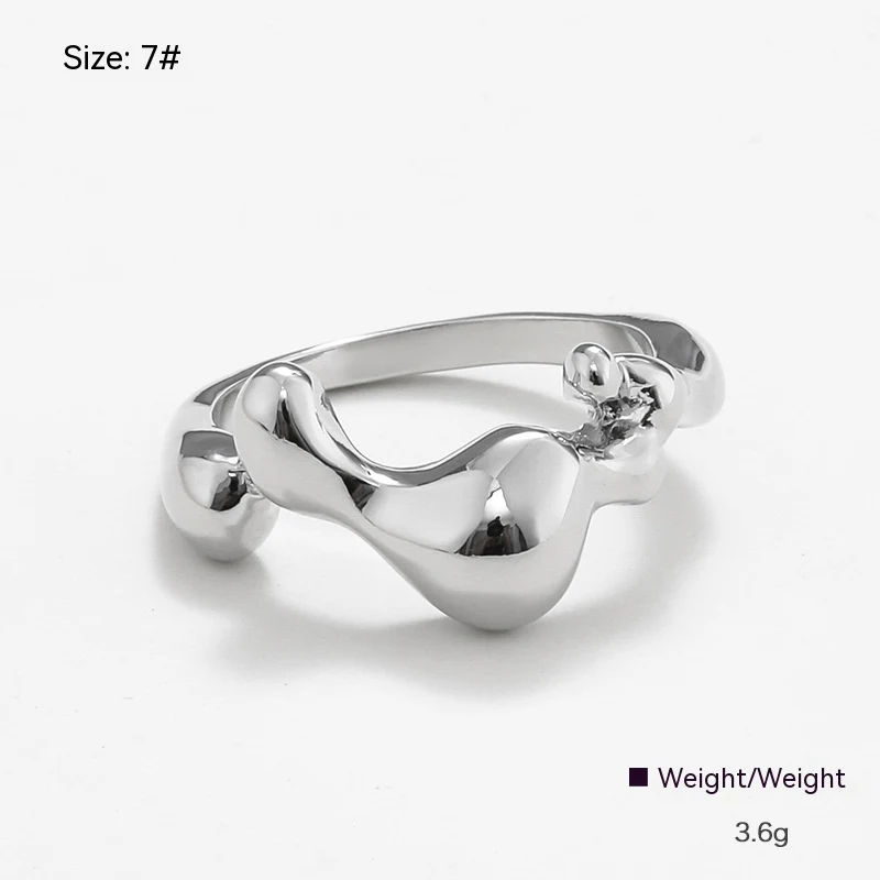 Anel feminino de metal irregular com personalidade, um acessório marcante que adiciona estilo e originalidade ao seu visual, expressando sua individualidade. — foto 9