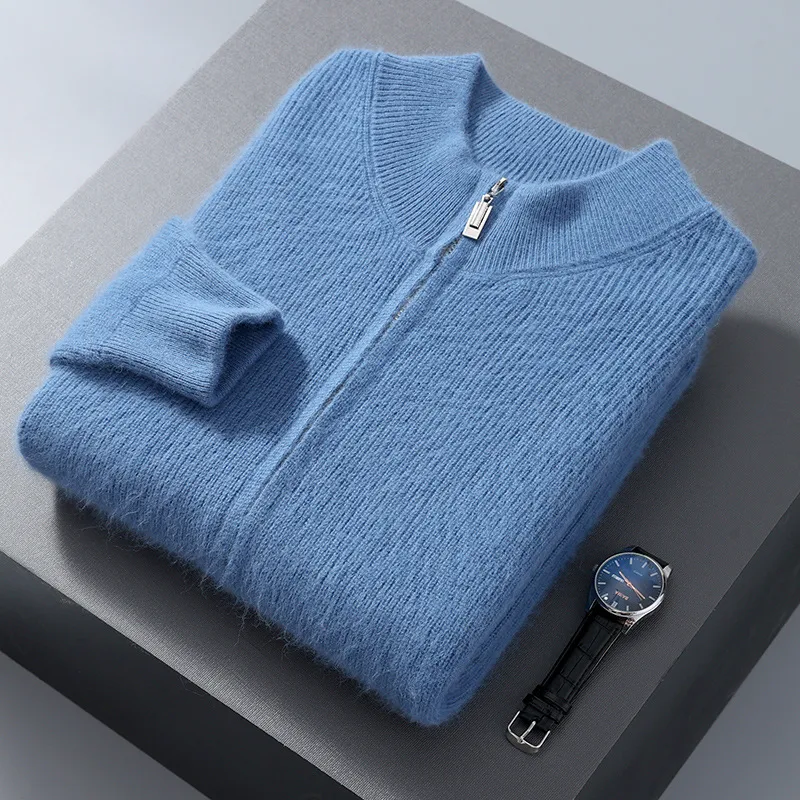 Men's Half-High Collar Loose Thick Zip Wool Knitted Sweater – Warm, comfortable, and stylish, perfect for cold weather a — photo 9
