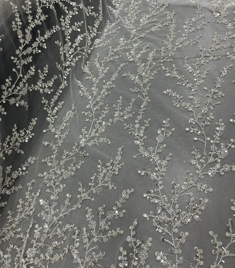 Crystal sequin embroidered transparent clothing fabric for stunning garments, perfect for adding sparkle and sophisticat — photo 3