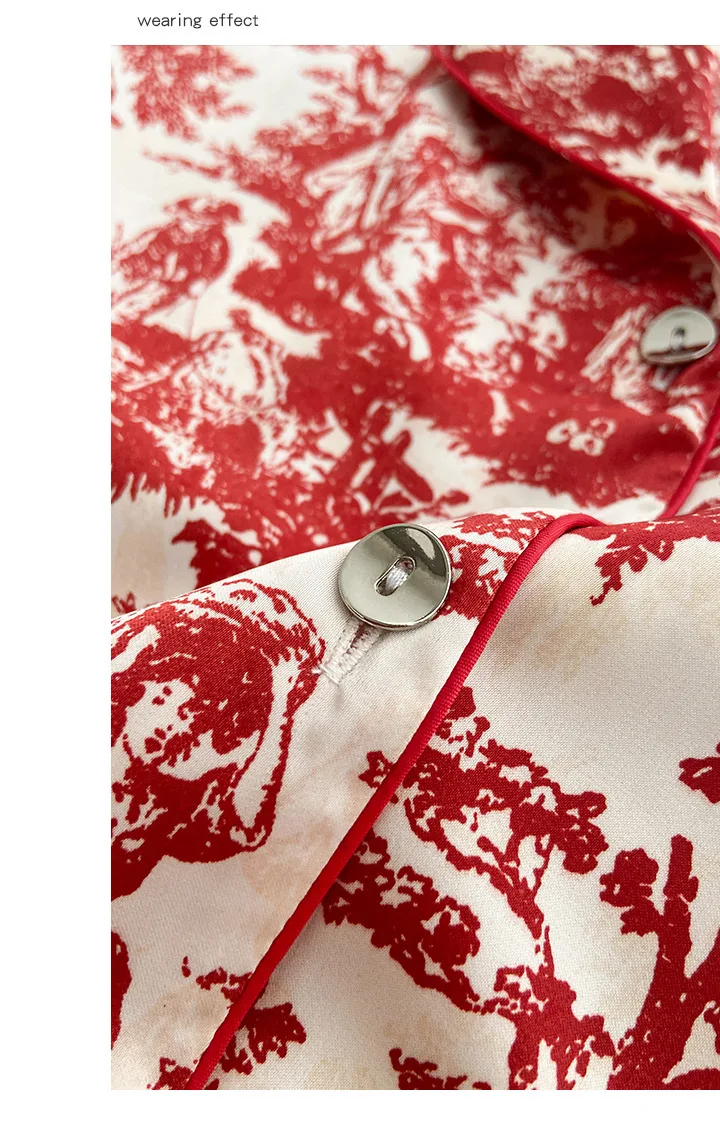 Title 10, New Ink Printing Ice Silk Pajamas Womens Long-...