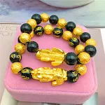 Pulseira Brave folheada a ouro de areia vietnamita, joia dourada, bracelete corajoso, acessório elegante e charmoso, presente especial. — foto 4