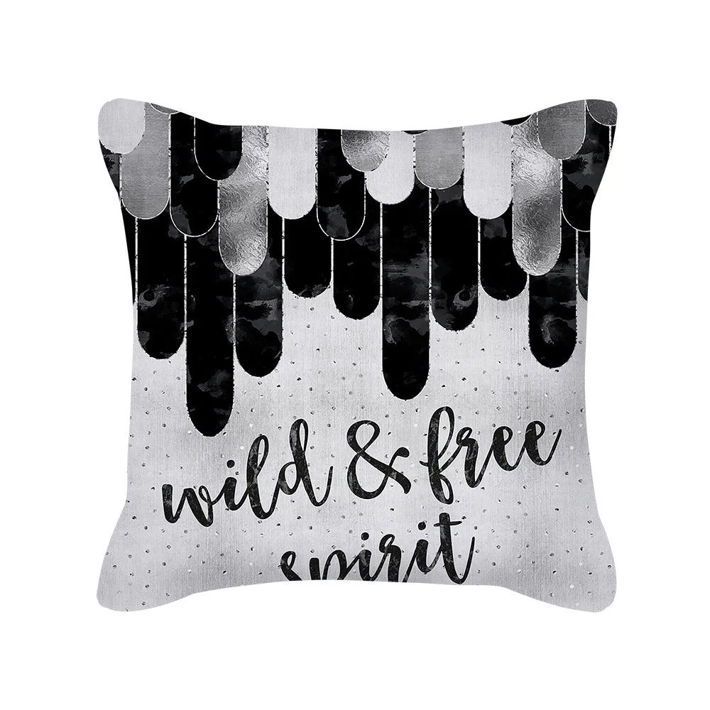 Almofada decorativa cinza prateada com estampa geométrica, toque de pele de pêssego, quadrada, ideal para sofá ou cama, macia e moderna. — foto 7