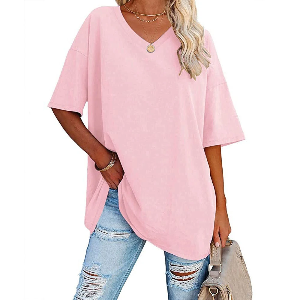 Title 10, European And American Womens Loose Short-sleev...