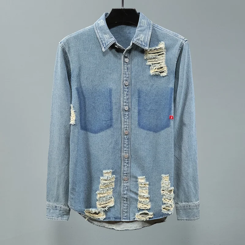 Camisa jeans manga longa masculina – conforto e estilo em uma peça clássica. Perfeita para diversas ocasiões, feita em denim resistente e de alta qualidade. — foto 5
