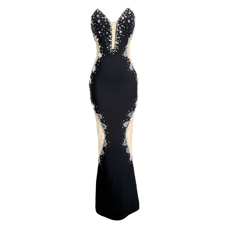 Women's Slimming Sequin Gauze Bandage One-piece Dress — photo 5
