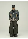 Men's fake two-piece motorcycle denim coat, washed and distressed jacket. A stylish and comfortable choice for casual we — photo 18