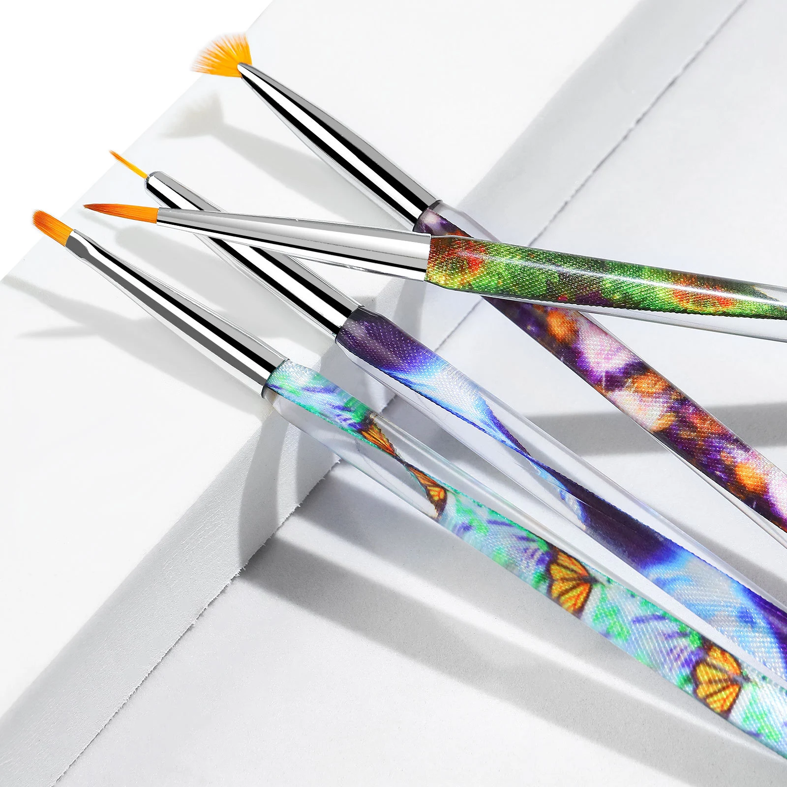 Kit de pincéis para unhas com fita transparente de acrílico cristalino. Aplicação precisa e profissional de esmaltes e decorações. — foto 10