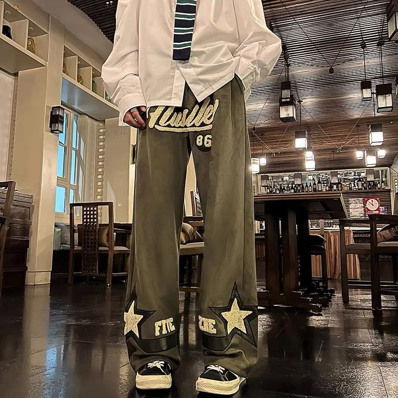 Hong Kong Style Large Suede Trousers with Straight Leg, providing comfort and a modern look for a sophisticated style. — photo 5