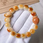 Pulseira de raiz de Bodhi desgastada, corte reto simples para homens e mulheres. Moda natural e atemporal. Ideal para uso diário e casual. — foto 10