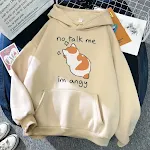 Felpa con cappuccio da donna con stampa gatto arrabbiato "No Talk Me Cute", comoda e perfetta per un look casual e divertente. — foto 12