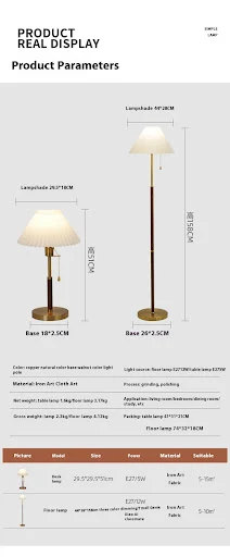 Title 4, Vintage Pleated Floor Lamp Vertical Table Lamp ...