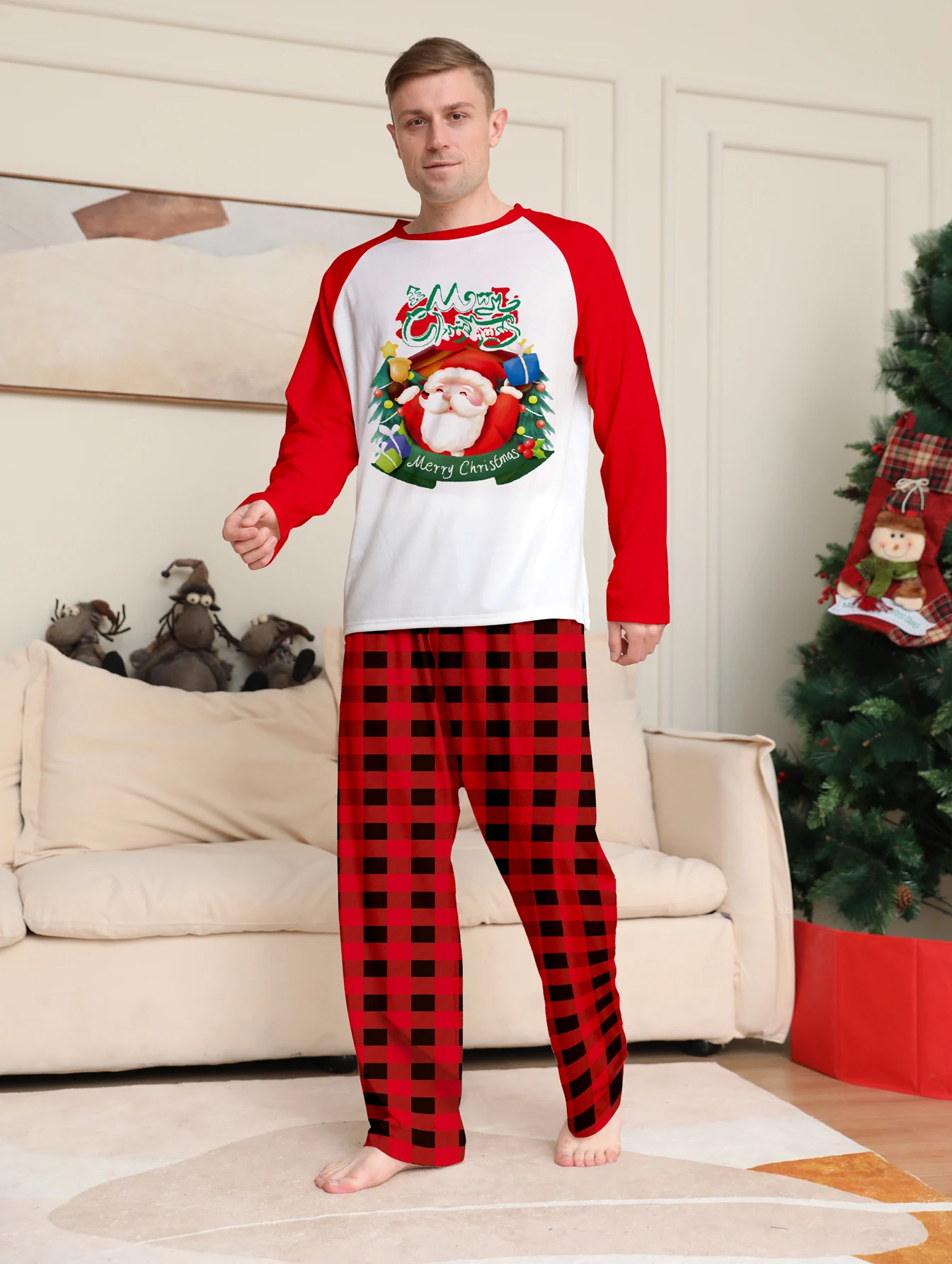 Cartoon Plaid Printed Long Sleeve Holiday Suit for Festive Occasions Offers Comfort and a Fun, Playful Look, Perfect for — photo 6