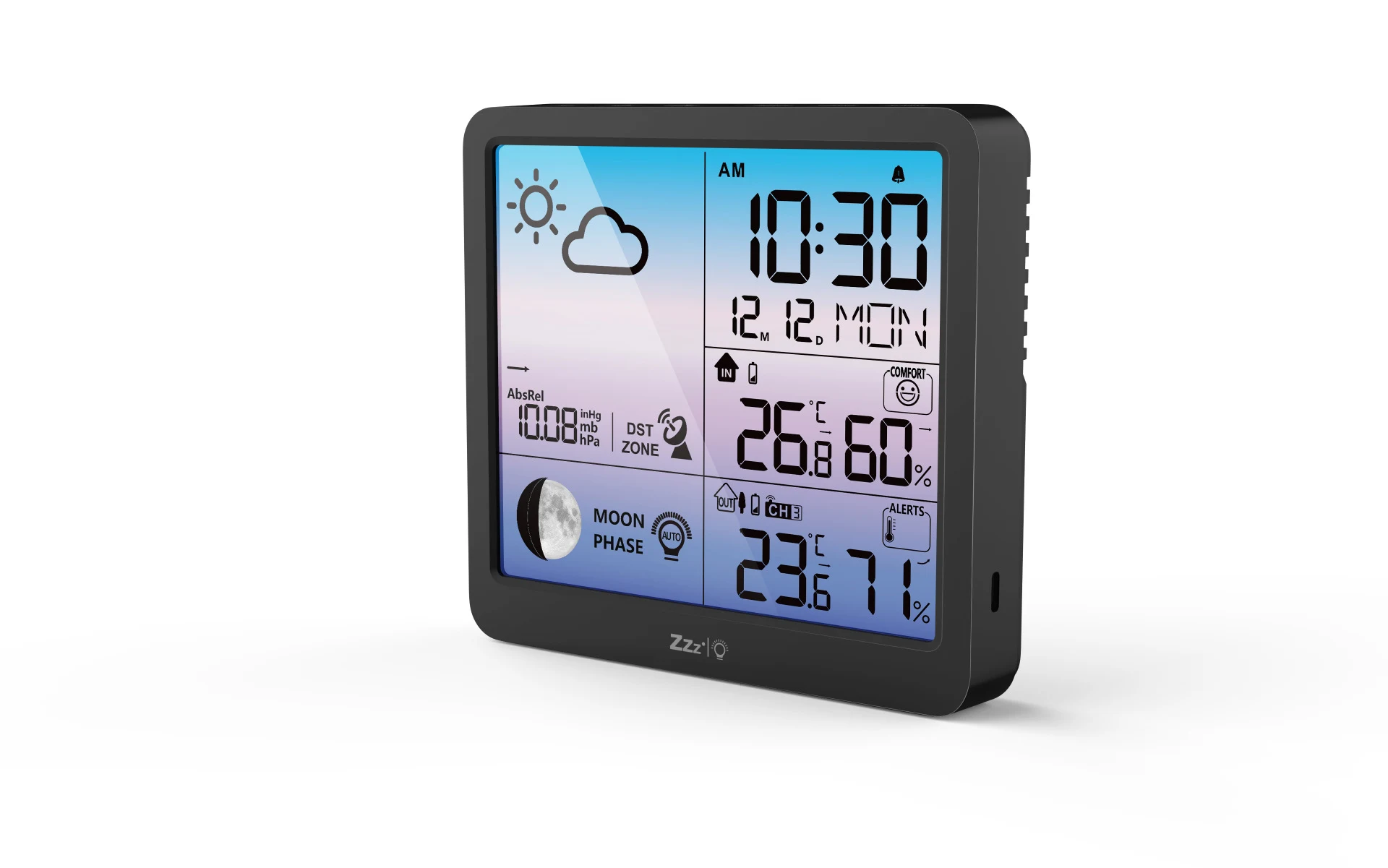 Title 8, Réveil avec écran LCD couleur, prévisions météo...