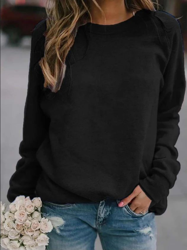 Camiseta de manga larga para mujer con cuello redondo la prenda perfecta para comodidad y estilo, ideal para cualquier ocasión y un básico de armario. — foto 3