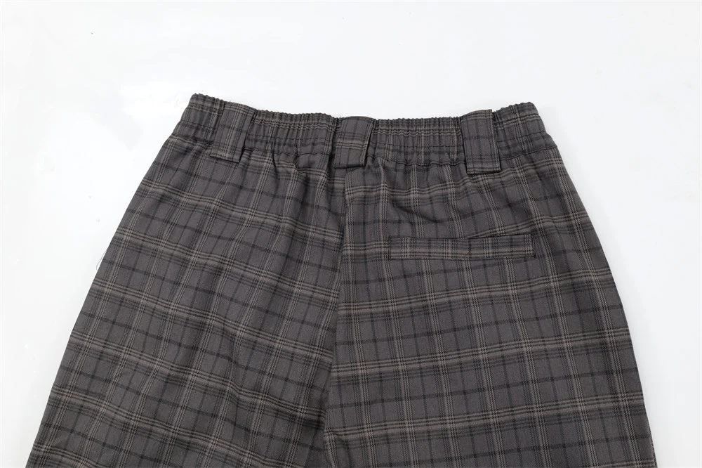 Title 12, Mens Loose Plaid Casual Trousers with Knee Ple...