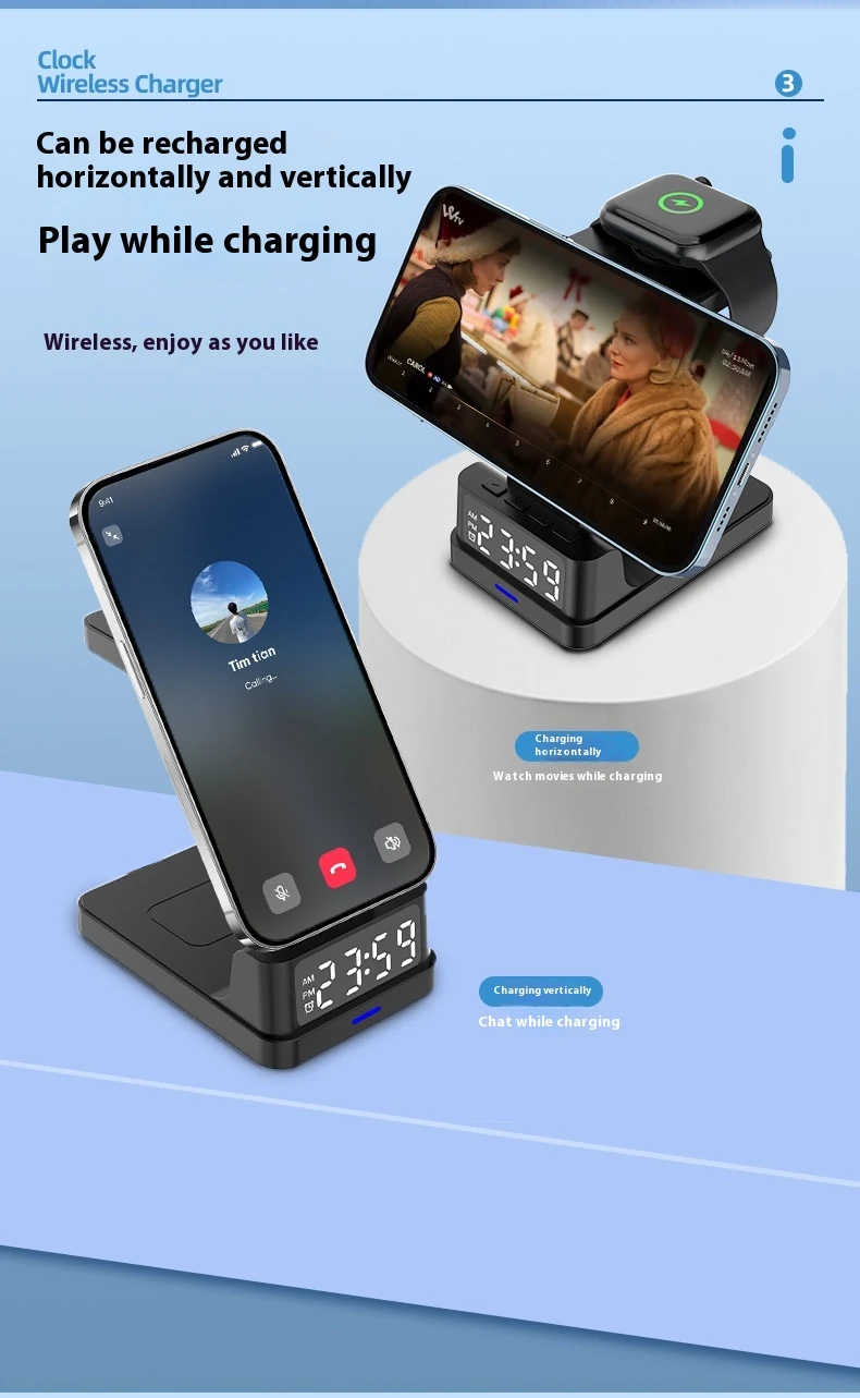 Title 3, Magnetic Three-in-one 15W Wireless Charger With...