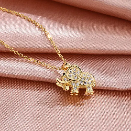 Title 1, Colar com pingente de elefante fashion para mul...