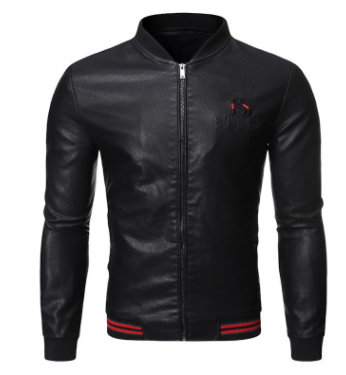 Title 2, Mens Stand Collar Washable Leather Clothes Sli...